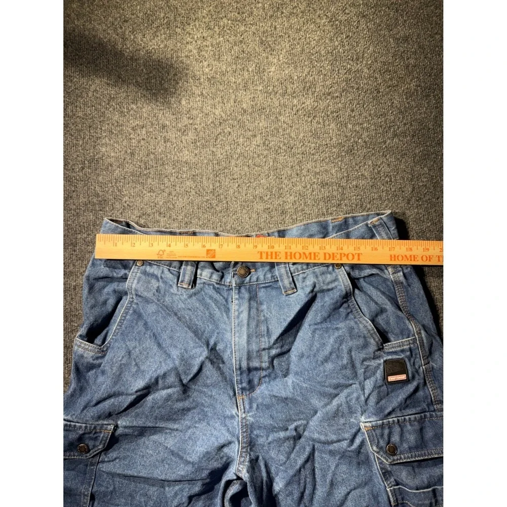 Craftsman Mens Denim Cargo Shorts Blue 100% Cotton Utility Work Shorts Size 36